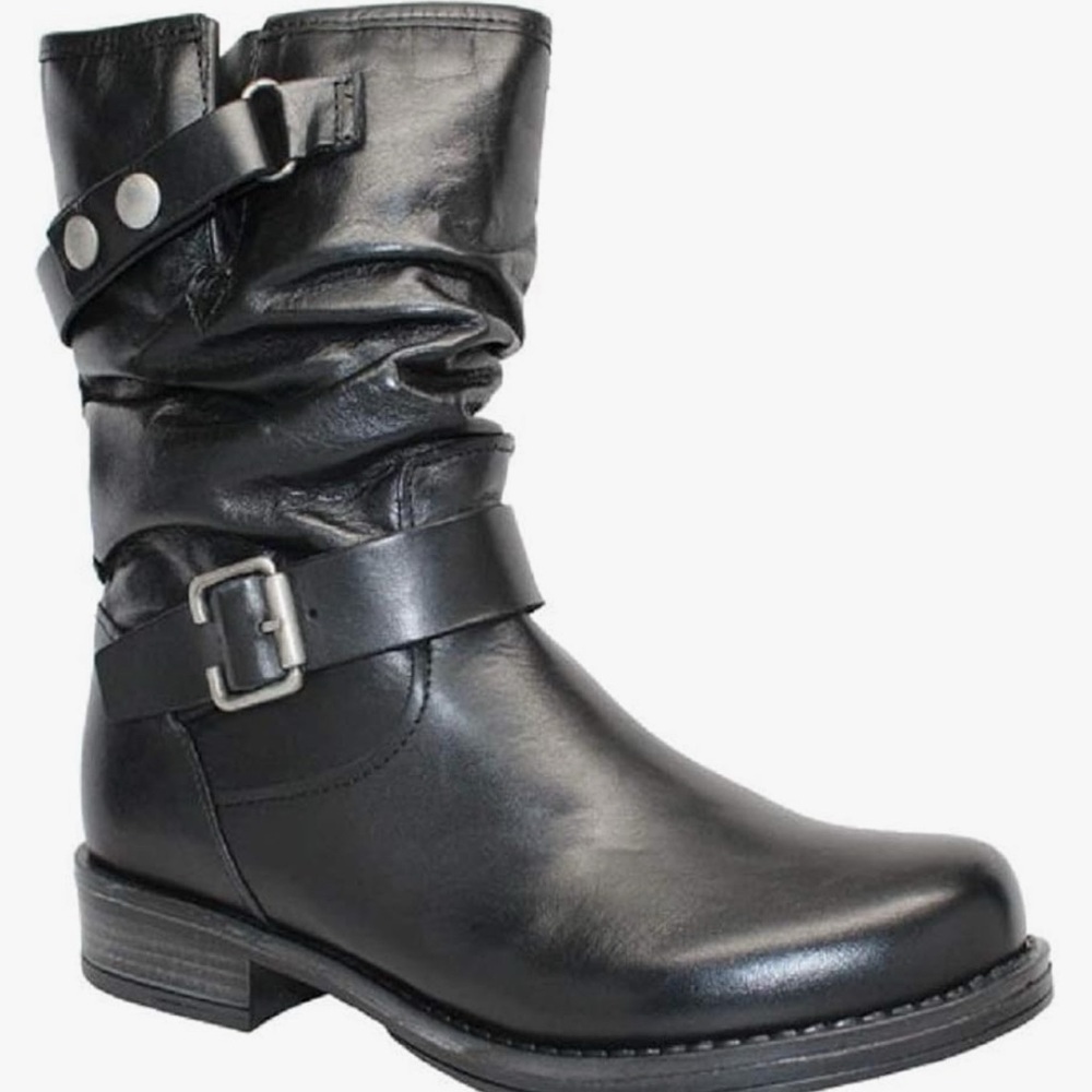 Eric Michael Black 100% Leather Buckle Boots